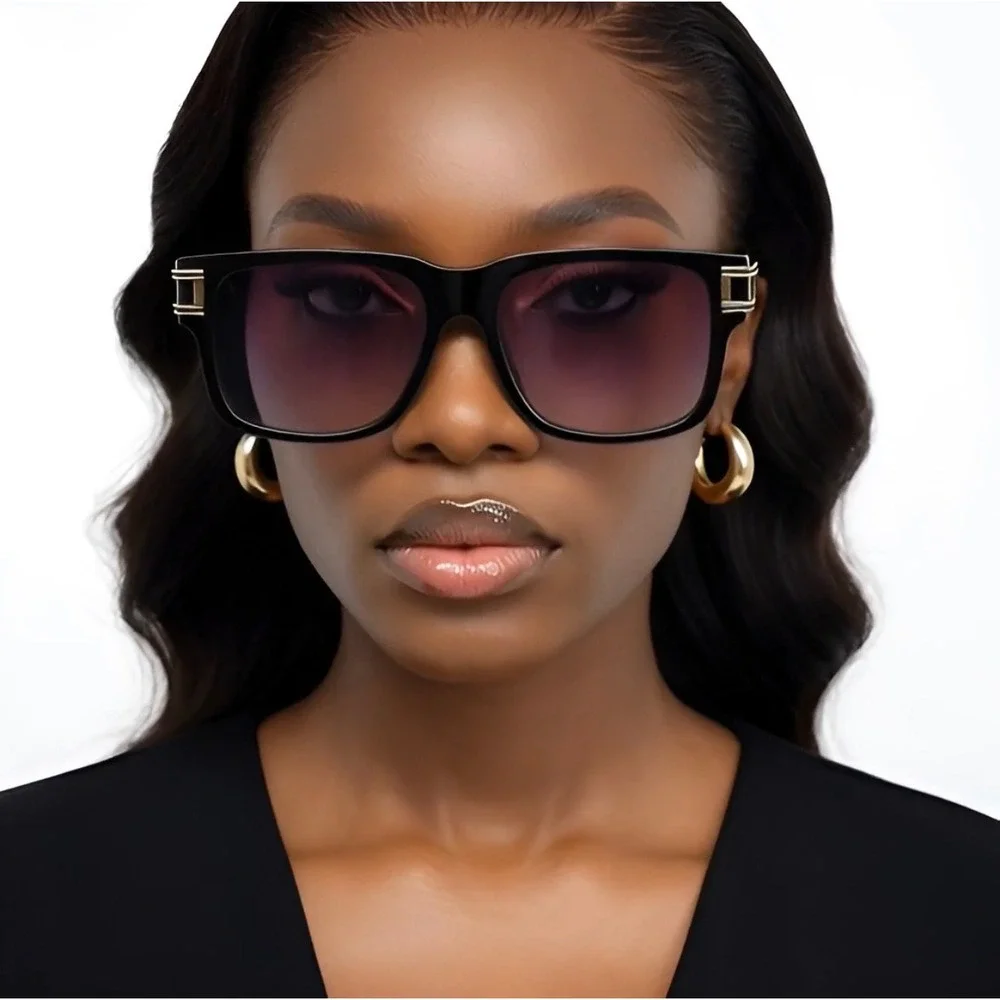 Women Rectangular Square Sunglasses Black Gradient Lens Female Ladys Girl Shades